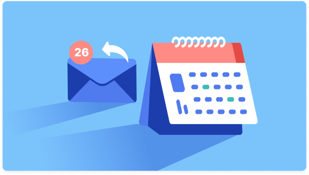 Email with a notification badge next to a monthly calendar