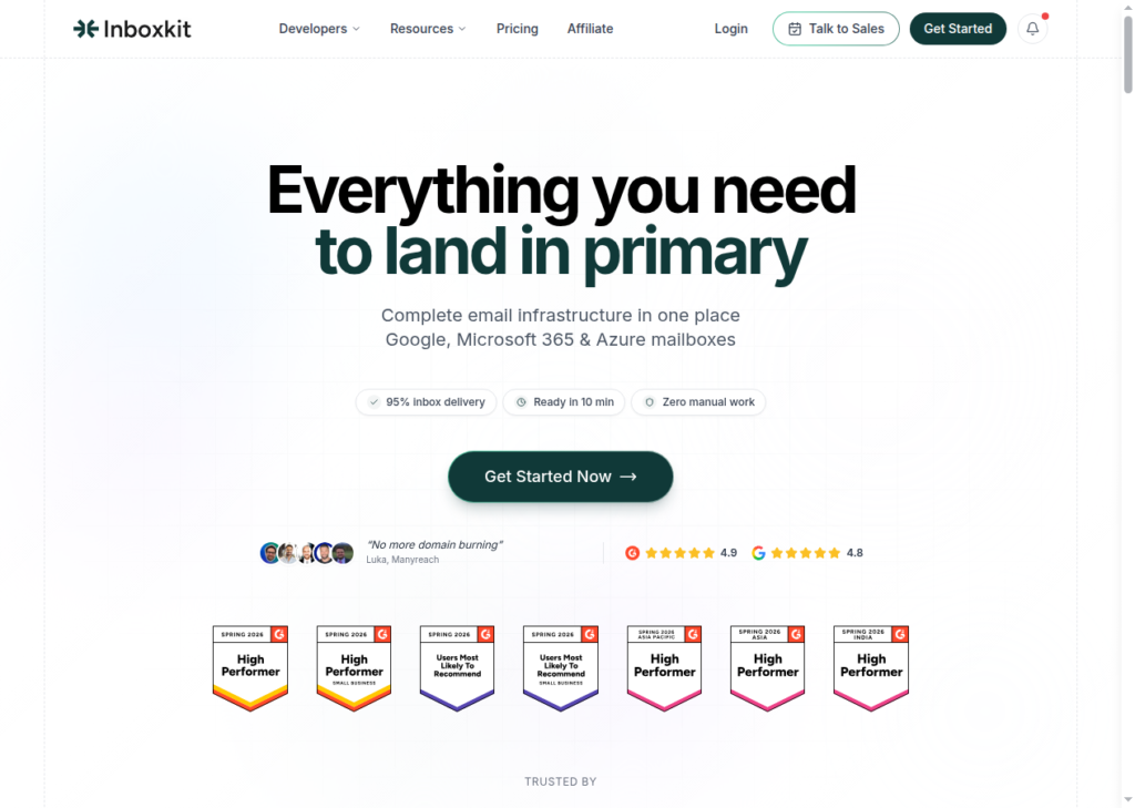 InboxKit homepage