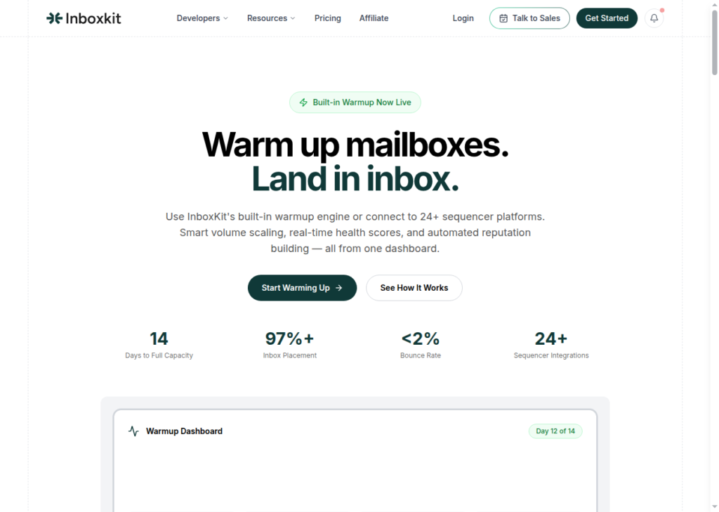 InboxKit warmup engine