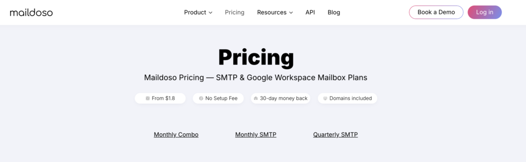 Maildoso Inbox Pricing