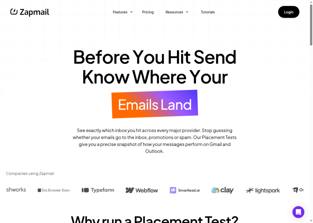 Zapmail inbox placement test page