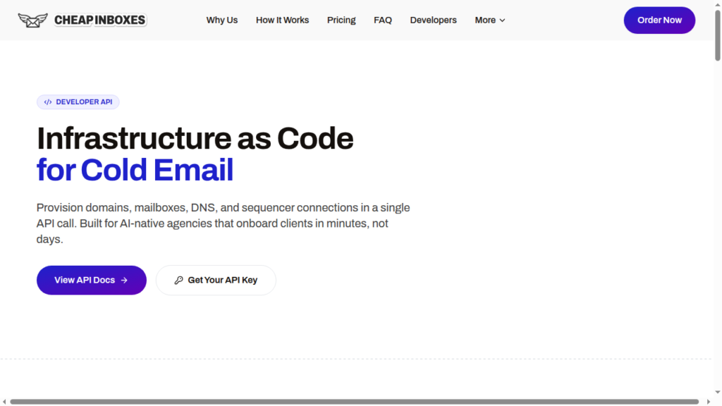 Cheapinboxes developer API page