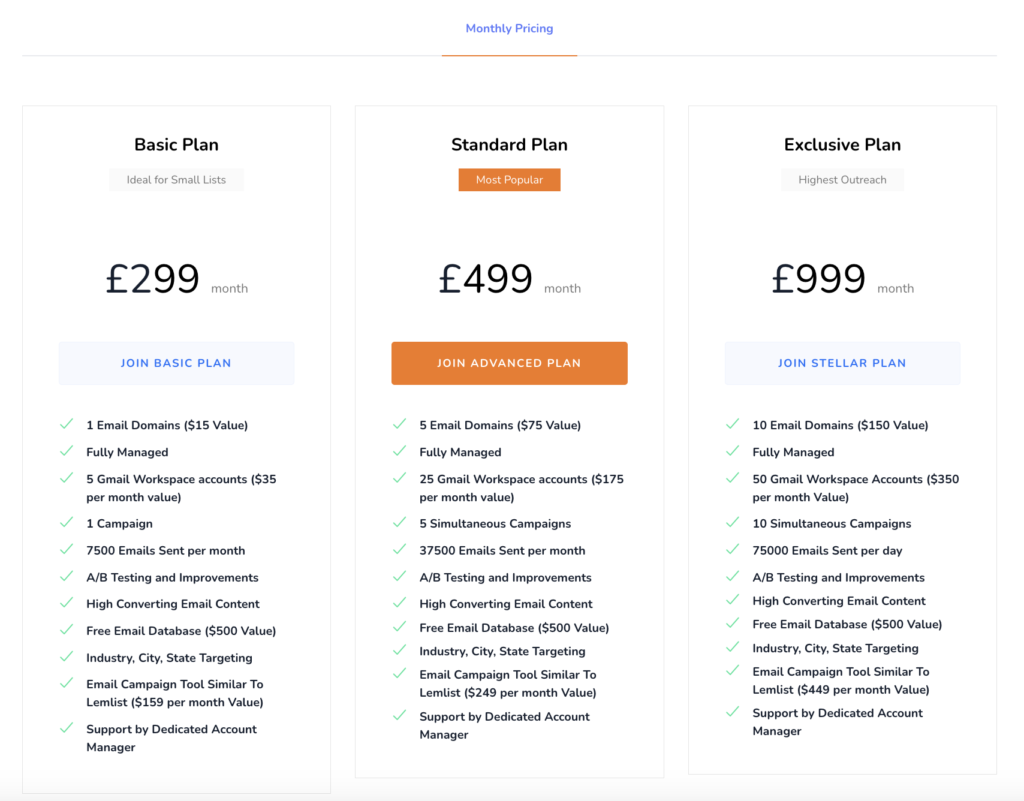 InboxImpacts pricing plans