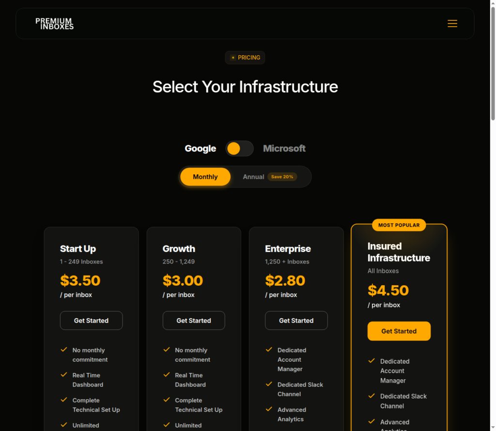 Premium Inbox pricing plans