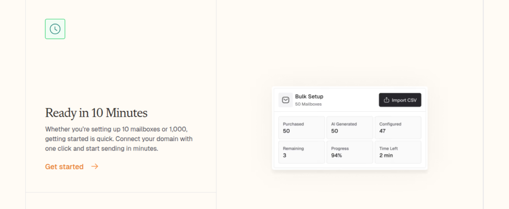 ColdIQ Inboxes bulk setup panel